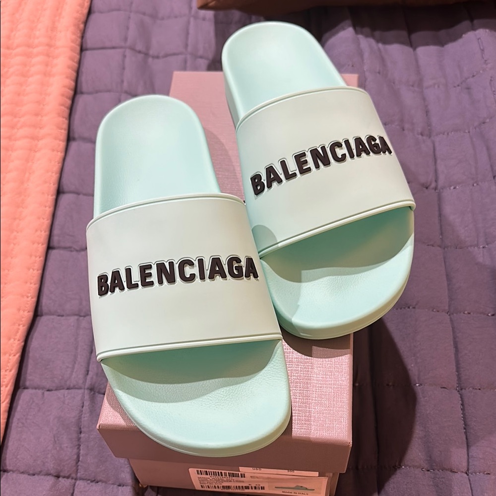 Balenciaga Mint Logo Slides